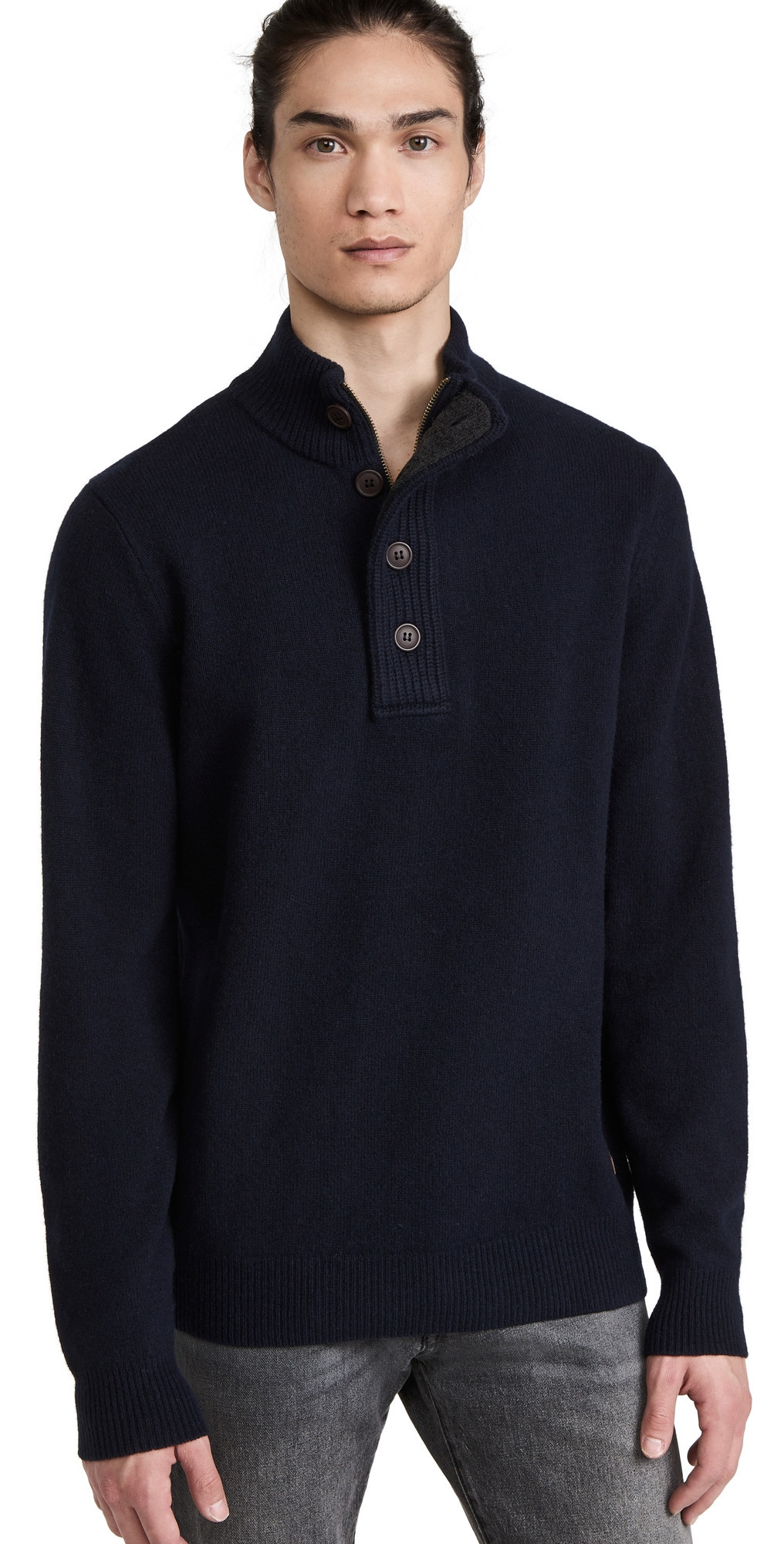 Barbour Elbow Patch Button Sweater Navy S | Shopbop