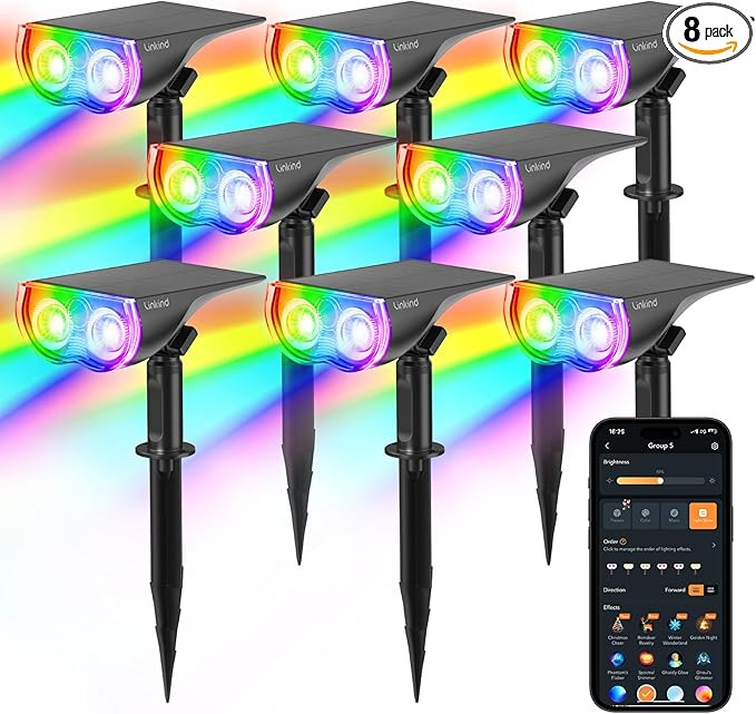 Linkind Smart Solar Spot Lights Outdoor SL5C, Solar Lights Outdoor Spotlight Color Changing APP/V... | Amazon (US)