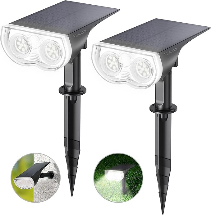 Linkind StarRay Solar Spot Lights Outdoor, 30% Conversion Rate IP67 Waterproof Dusk-to-Dawn Lands... | Amazon (CA)