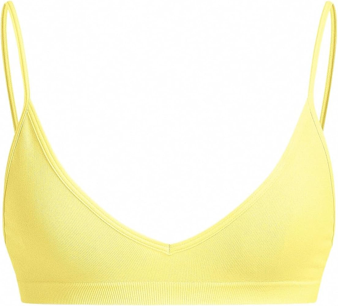 SweatyRocks Women's Triangle Bralette Plunge Bra V Neck Wireless No Padded Soft Comfortable Every... | Amazon (US)