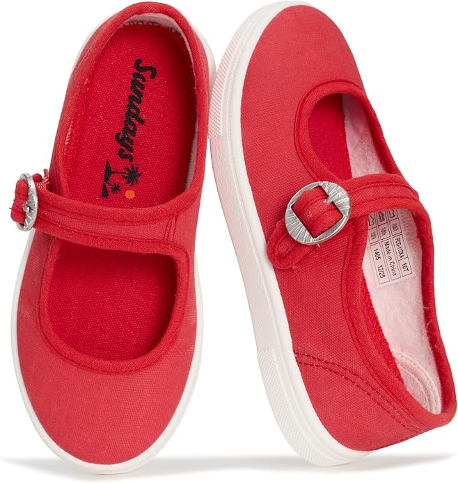 Sundays Canvas Girls Shoes - Memory Foam Insole Kids Shoes Girls Sneakers - Lightweight Mary Jane... | Amazon (US)