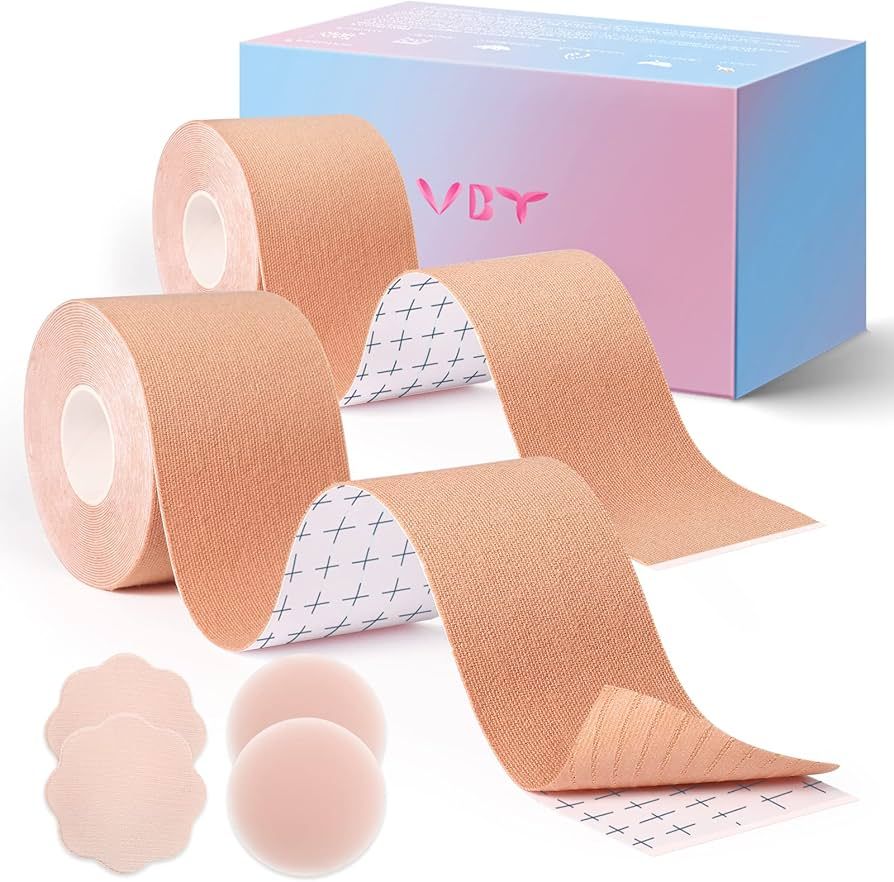 VBT 2 Pack Boob Tape - Breast Lift Tape, Body Tape for Breast Lift w 2 Pcs Silicone Breast Reusab... | Amazon (US)