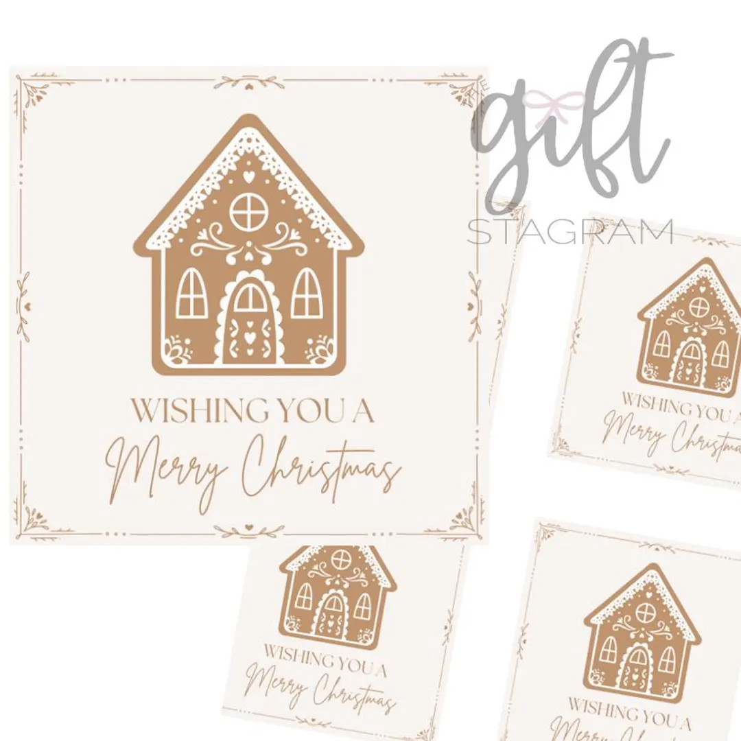 Wishing You a Merry Christmas Tag | DIGITAL DOWNLOAD | Happy Holidays Gift Tag | Gingerbread Hous... | Etsy (US)