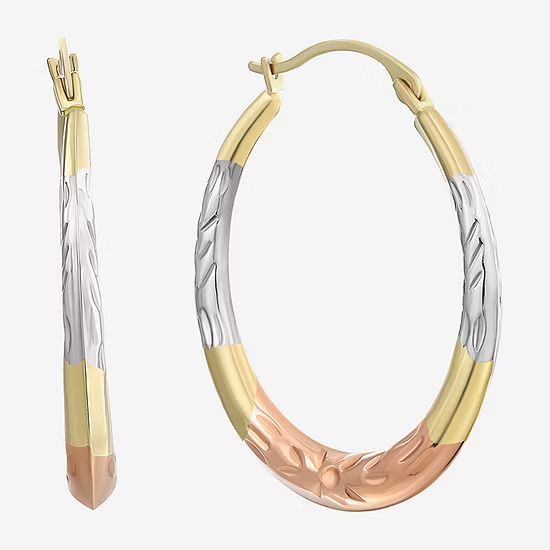 14K Tri-Tone Gold Diamond-Cut Round Hoop Earrings | JCPenney