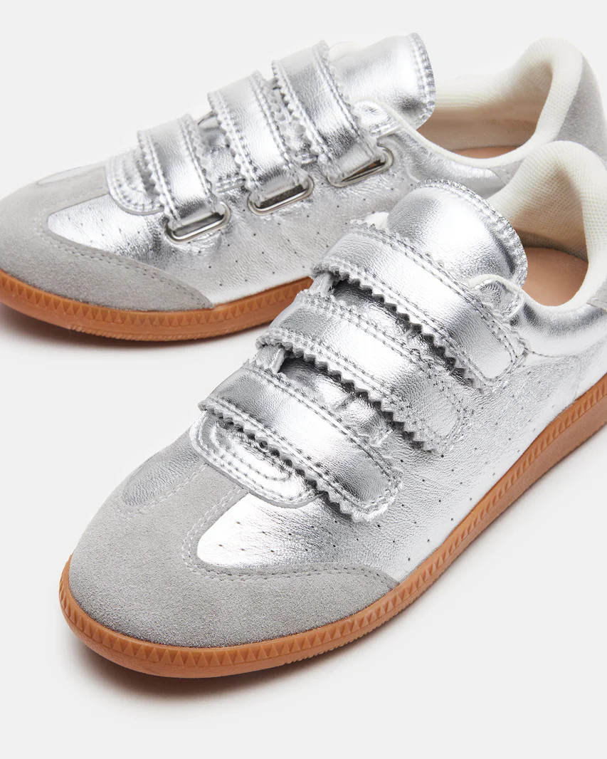 MOMENTUM Silver Velcro Low-Top Sneaker | Women's Sneakers | Steve Madden (US)