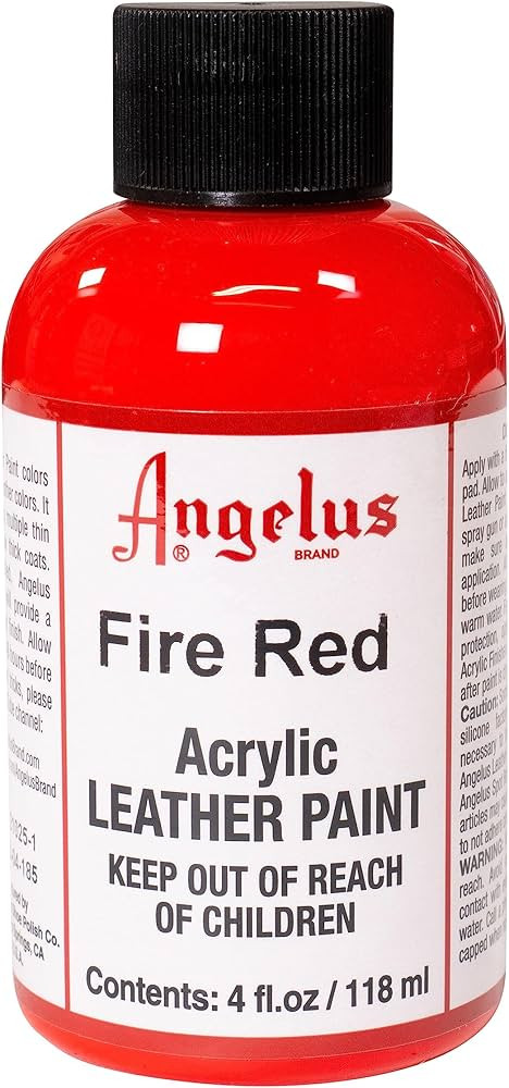 Angelus Acrylic Leather Paint, 4 Fl Oz (Pack of 1), Fire Red | Amazon (US)