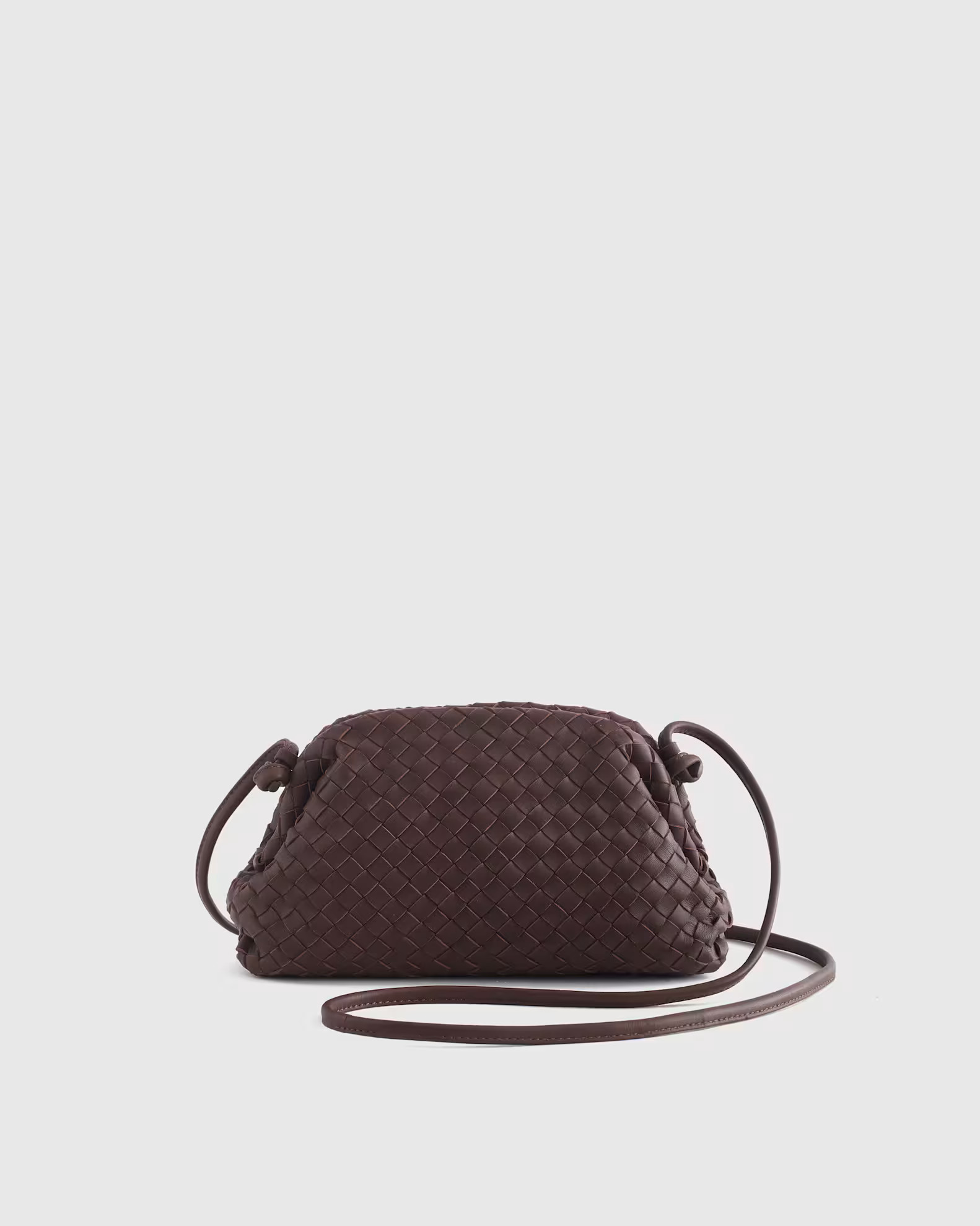 Italian Leather Handwoven Pouch Crossbody Clutch in Dark Brown | Quince
