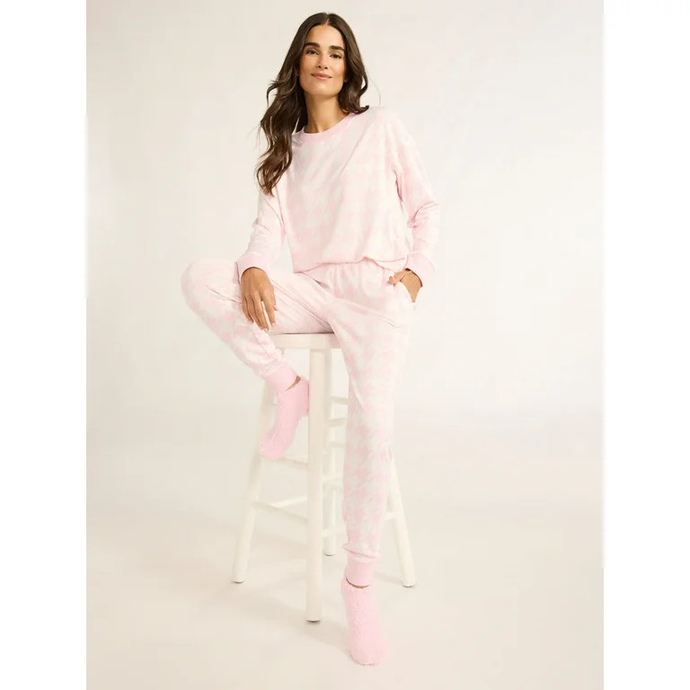 Joyspun Women's Houndstooth Top, Joggers and Socks Pajama Gift Set, 3-Piece, Sizes S-3X | Walmart (US)
