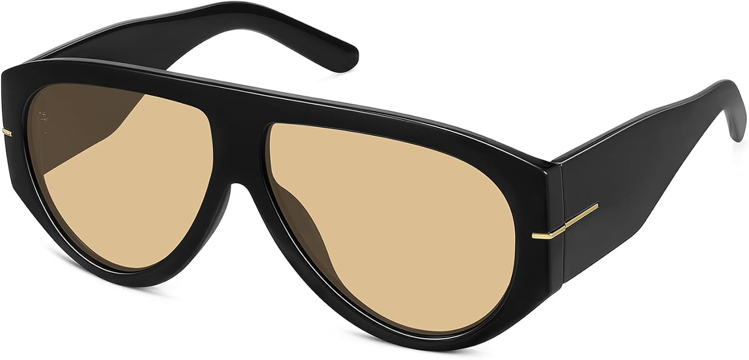 Oversized Aviator Sunglasses for Women, Trendy Wide Frame Shades | Amazon (US)