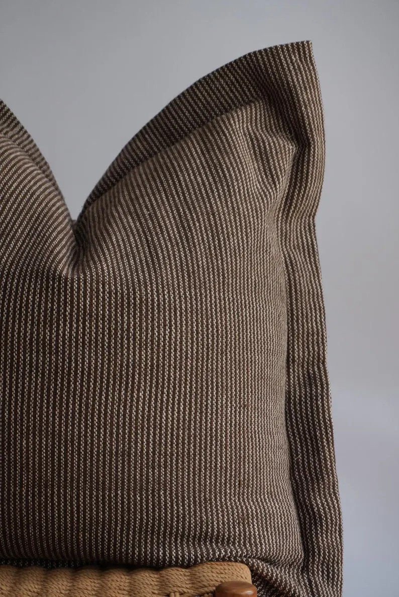 Brown Striped Pillow Sham: Linen Hemp Blend, Farmhouse Boho Decor - Etsy | Etsy (US)