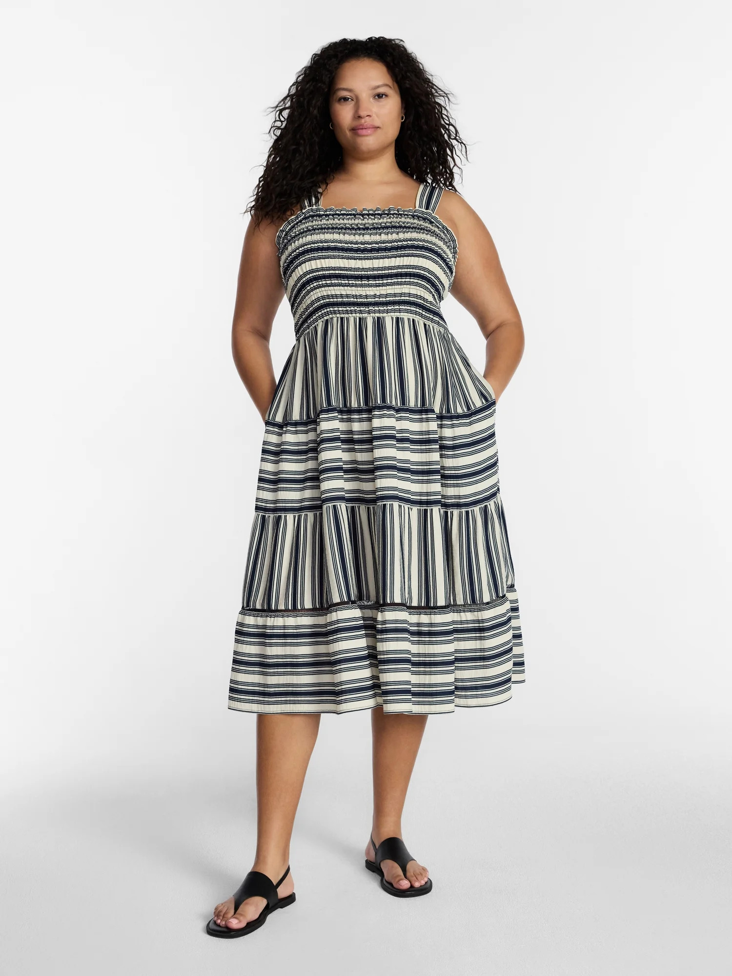 Terra and Sky Women's Plus Sleeveless Midi Tiered Dress, Sizes 0X-5X | Walmart (US)