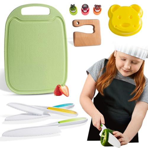 Choxila 10-Piece Toddler Knife Set - Kids Safe Knives for Real Cooking, Montessori Kitchen Tools with Cutting Board, Apron, Sandwich Cutter, and Fruit Cutters | Amazon (US)
