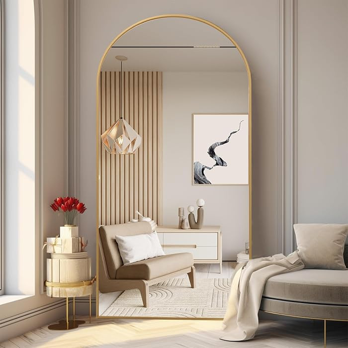 ZHUNFA Arched Full Length Mirror, 71x32 Oversized Floor Mirror with Stand | Amazon (US)