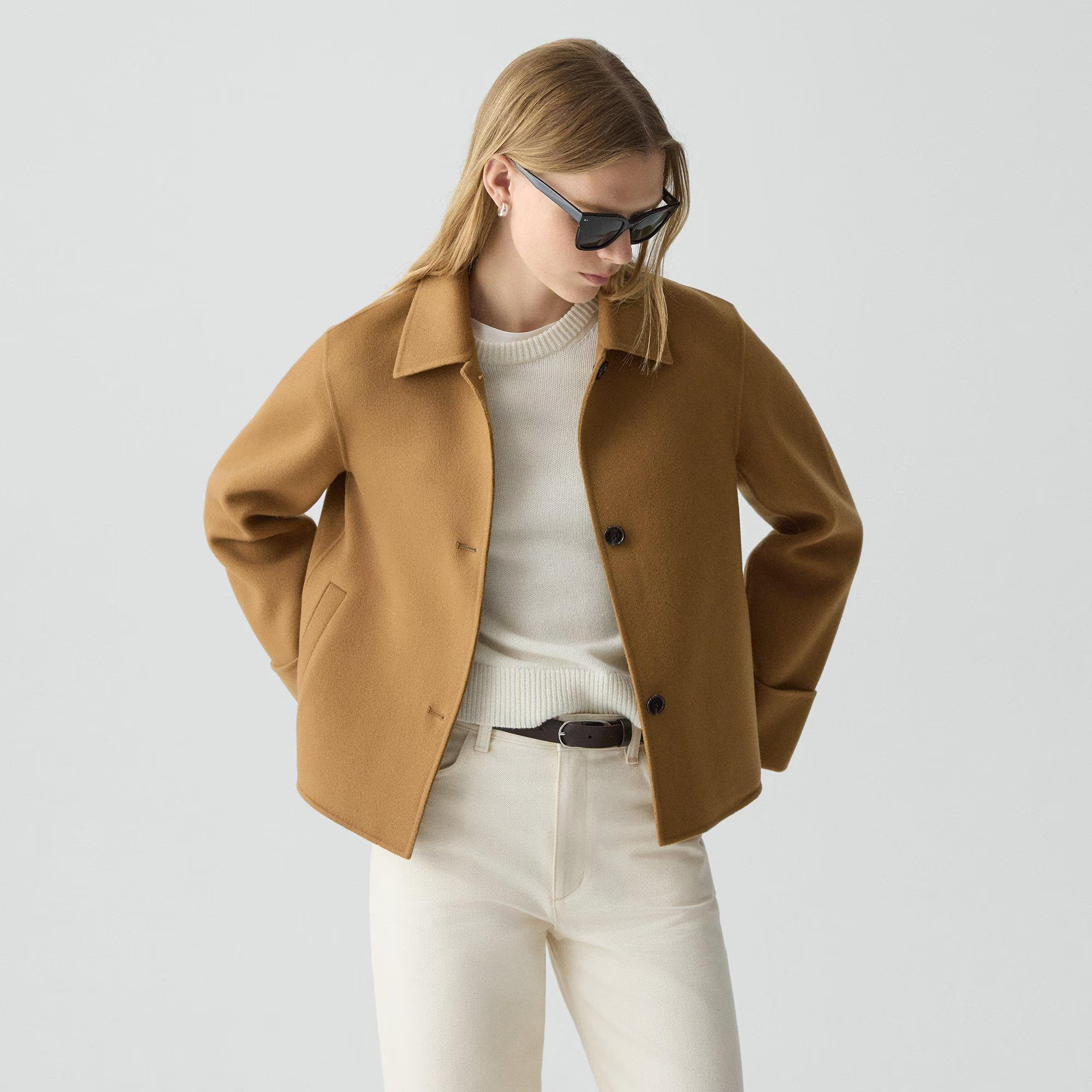Boxy Cuff Jacket in Double-Face Wool-Cashmere | Theory