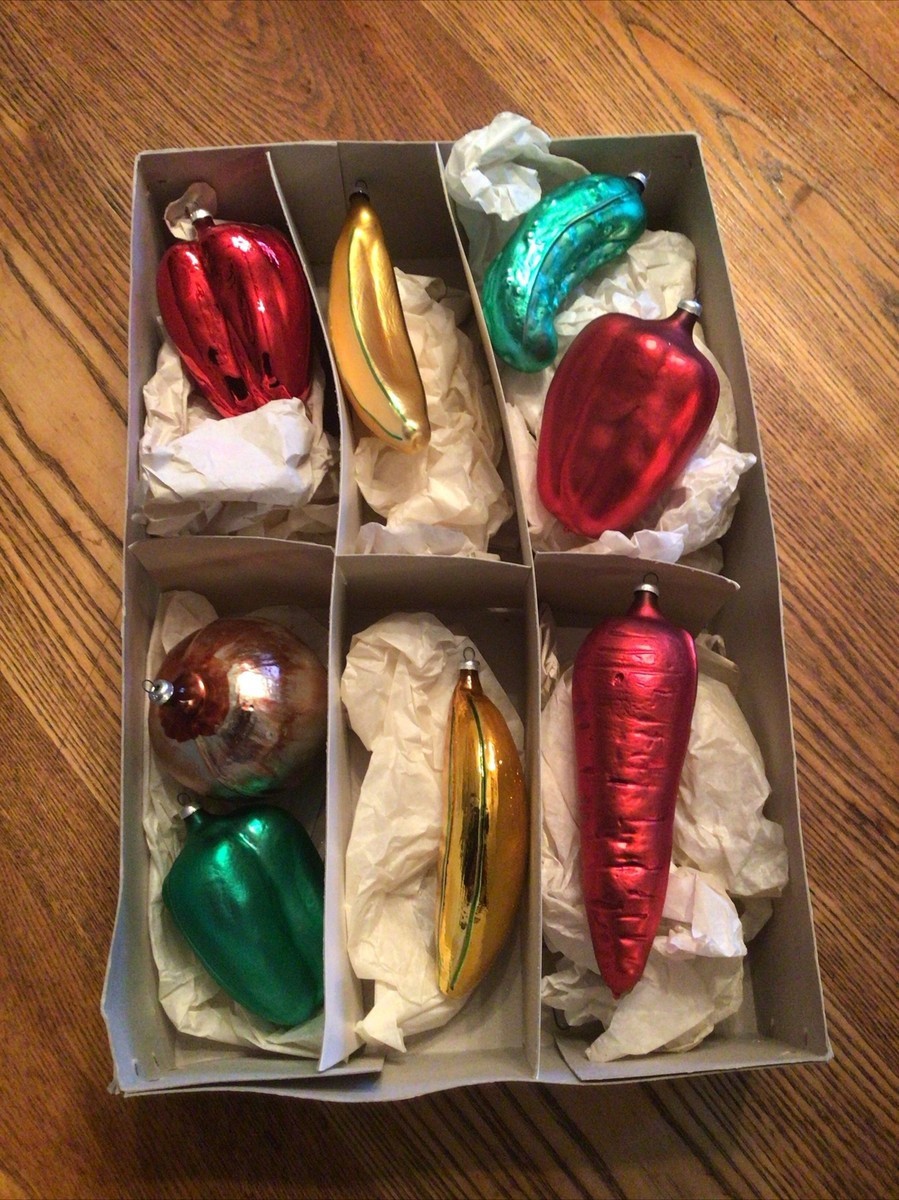 Lot of 8 Vintage Fruit & Vegetables Blown Glass Christmas Ornaments West Germany | eBay US
