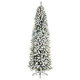8ft. Slim Flocked Montreal Fir Artificial Christmas Tree with 400 Warm White LED Lights and 1348 Ben | Amazon (US)