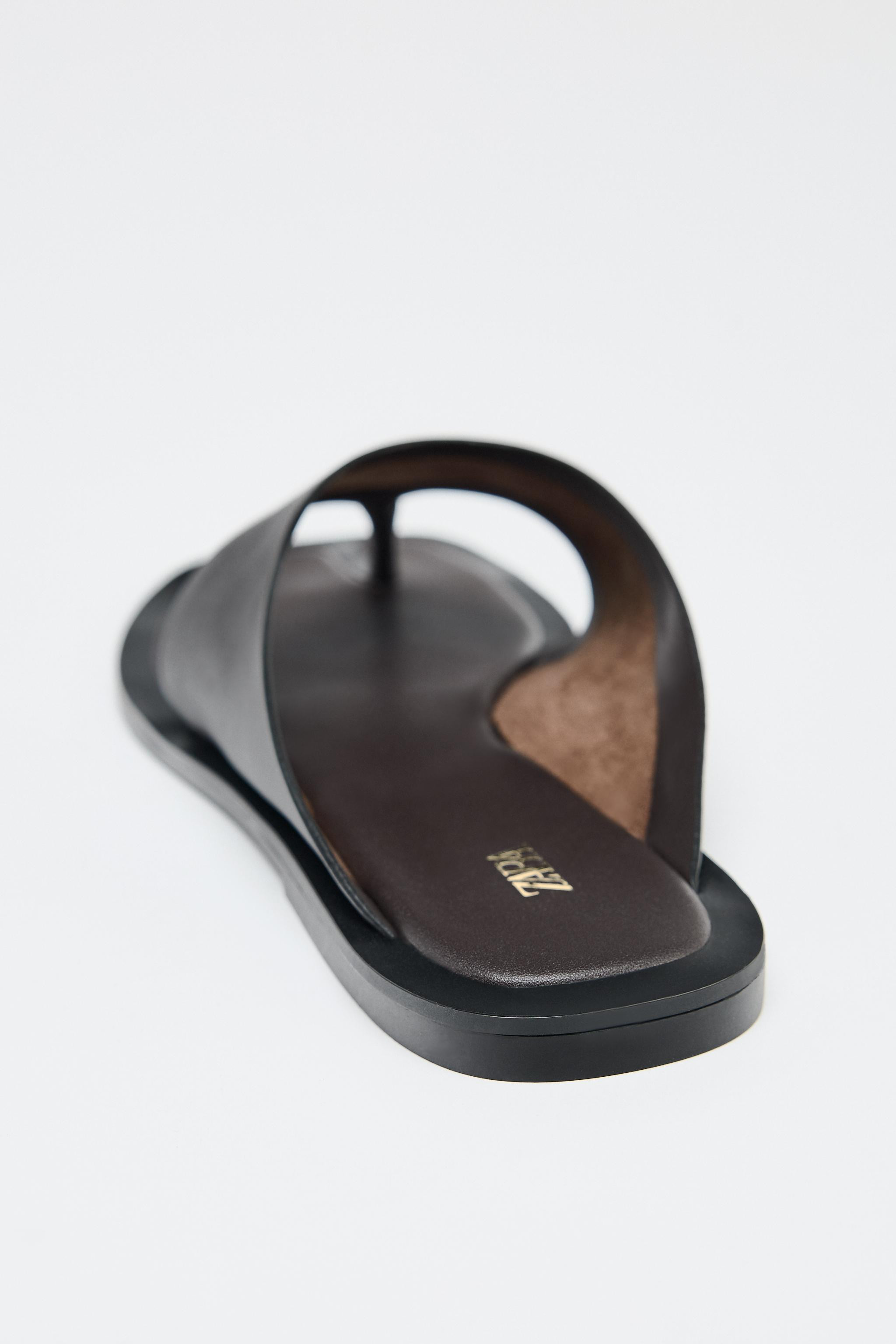 FLAT LEATHER SANDALS | Zara US