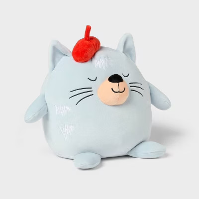 Cat Kids' Mini Weighted Plush Throw Pillow Blue - Pillowfort™ | Target