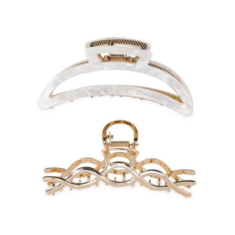 Time and Tru Women's Hair Claw Clips, 2-Pack | Walmart (US)