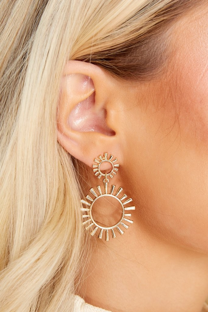 Catching Sunrise Gold Earrings | Red Dress 