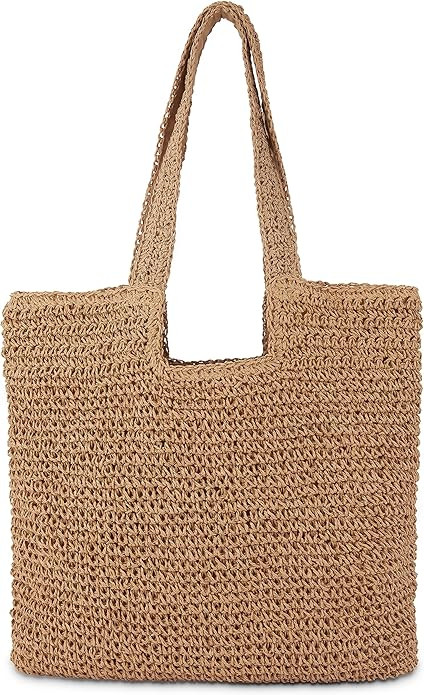 Straw Beach Tote Bag: Large Summer Boho Woven Bags - Rattan Handmade Shoulder Handbags for Women | Amazon (US)