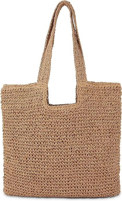 Straw Beach Tote Bag: Large Summer Boho Woven Bags - Rattan Handmade Shoulder Handbags for Women | Amazon (US)