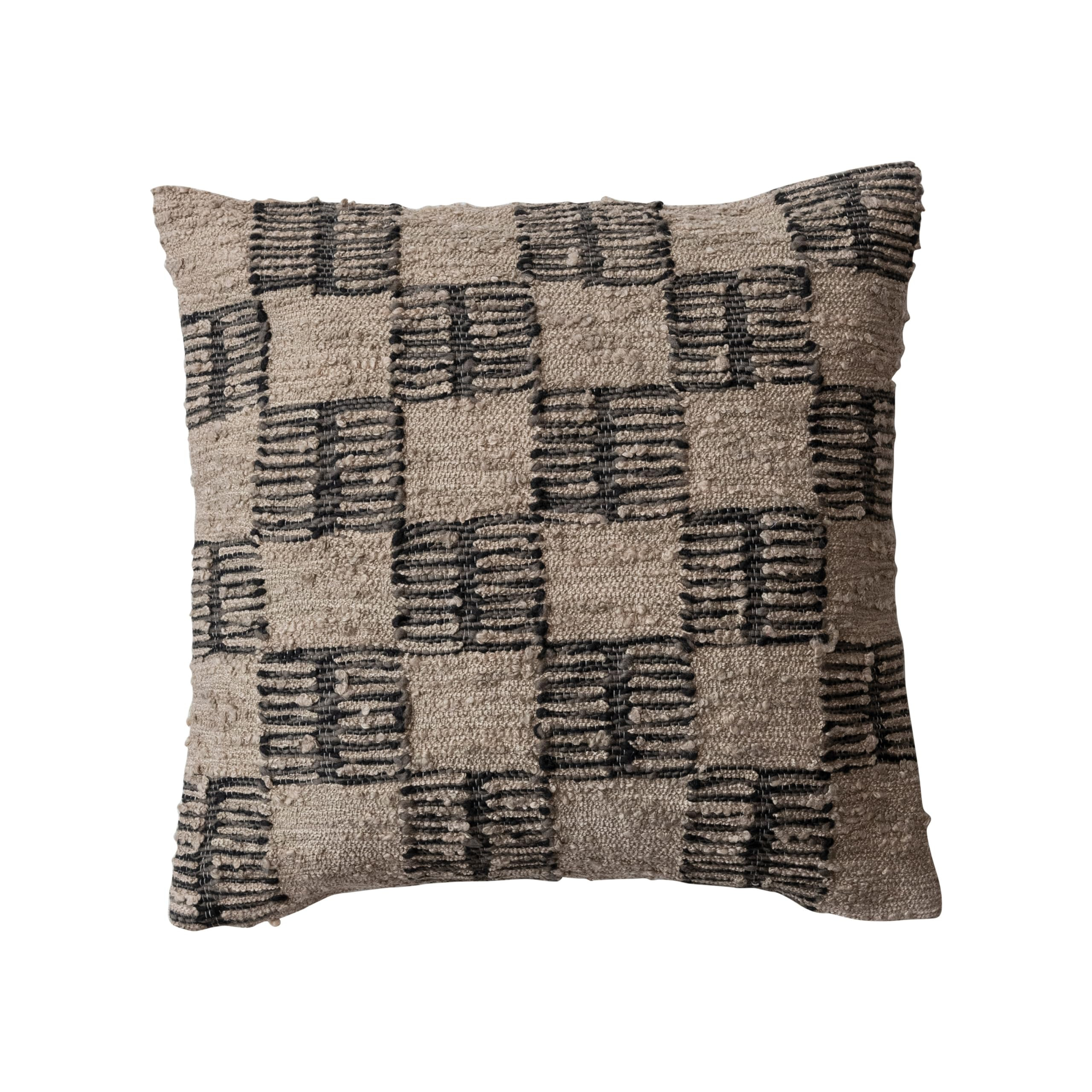 Creative Co-Op Hand-Woven Fabric Indoor/Outdoor Pillow with Checkered Pattern, Brown and Tan | Amazon (US)