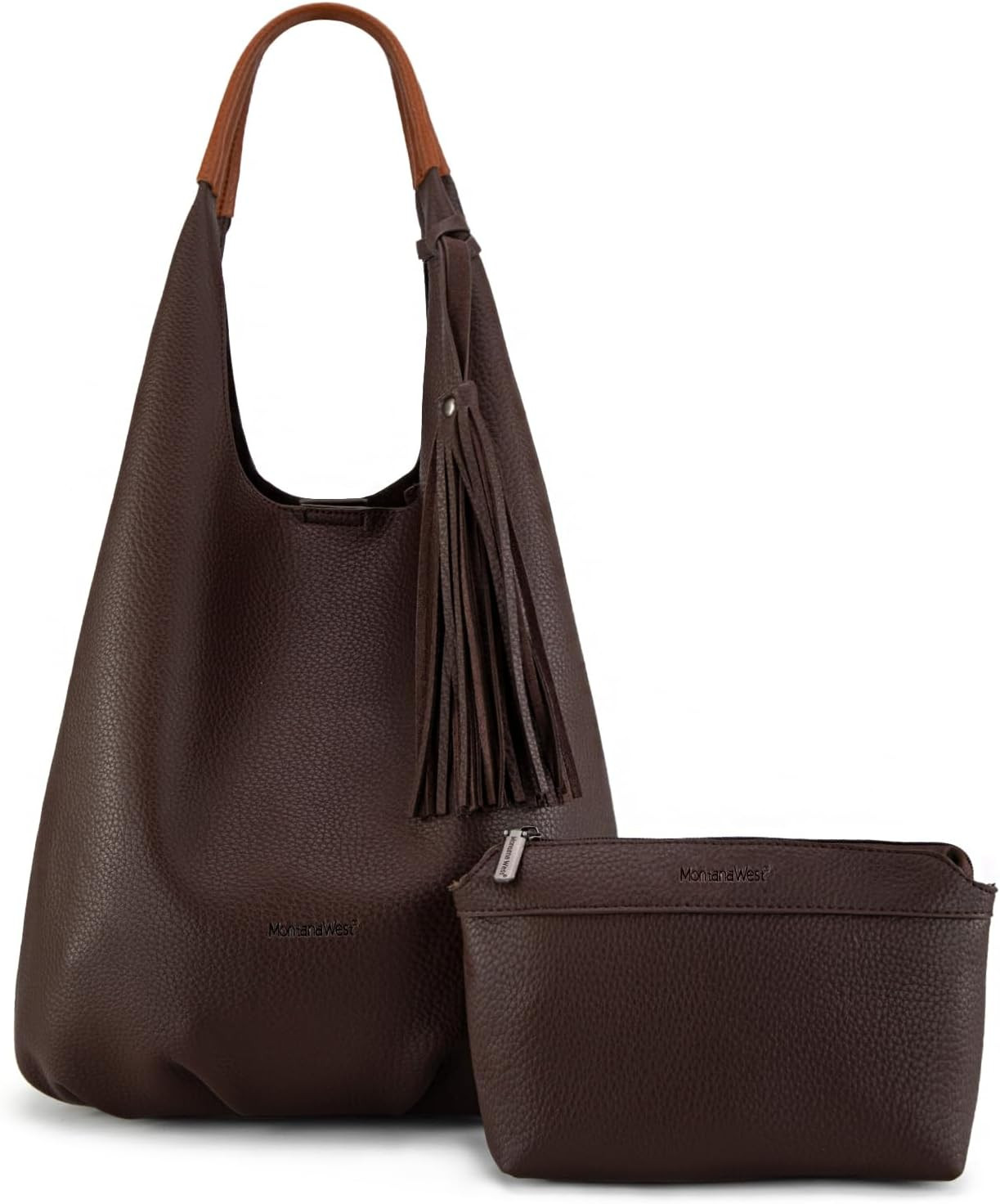 Montana West Hobo Bags for Women Slouchy Handbags 2PCS Tassels Shoulder Bag with Comestic Bag | Amazon (US)