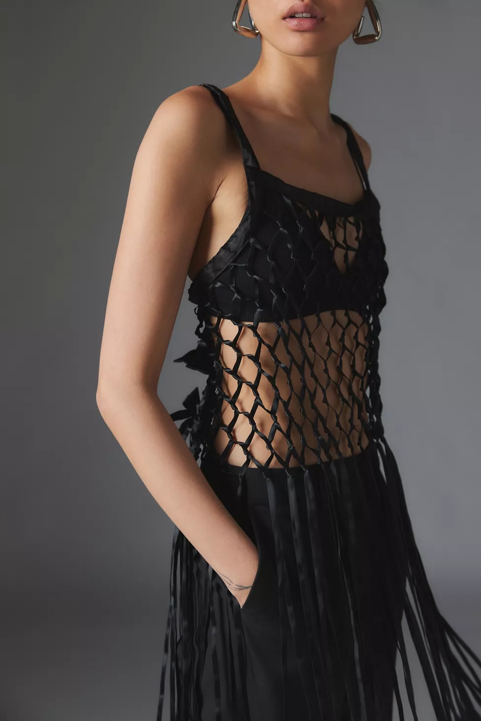 Ribbon Bow Fringe Top | Urban Outfitters (US and RoW)