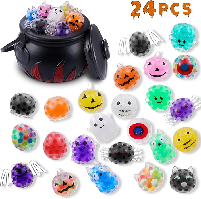 Halloween Party Favors，5.5" Halloween Cauldron with 24 Pcs Mochi Squishy Toys，Halloween Mini ... | Amazon (US)