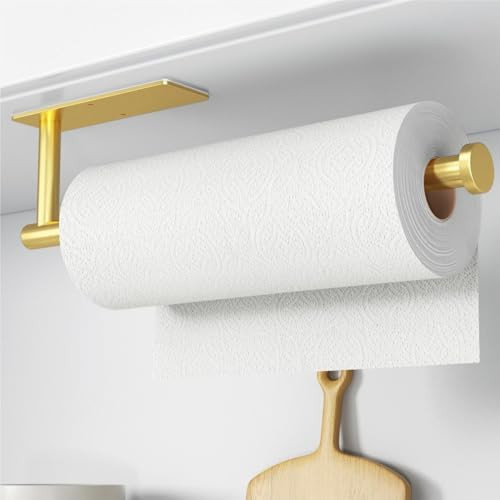 Paper Towel Holder - Self-Adhesive or Drilling, Gold, Wall Mounted, SUS304 Stainless Steel Kitche... | Amazon (US)