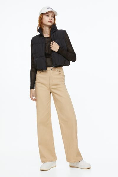 Wide-leg Twill Pants | Beige Work Pants | Work Outfit Winter | Spring Fashion 2023 | H&M (US + CA)