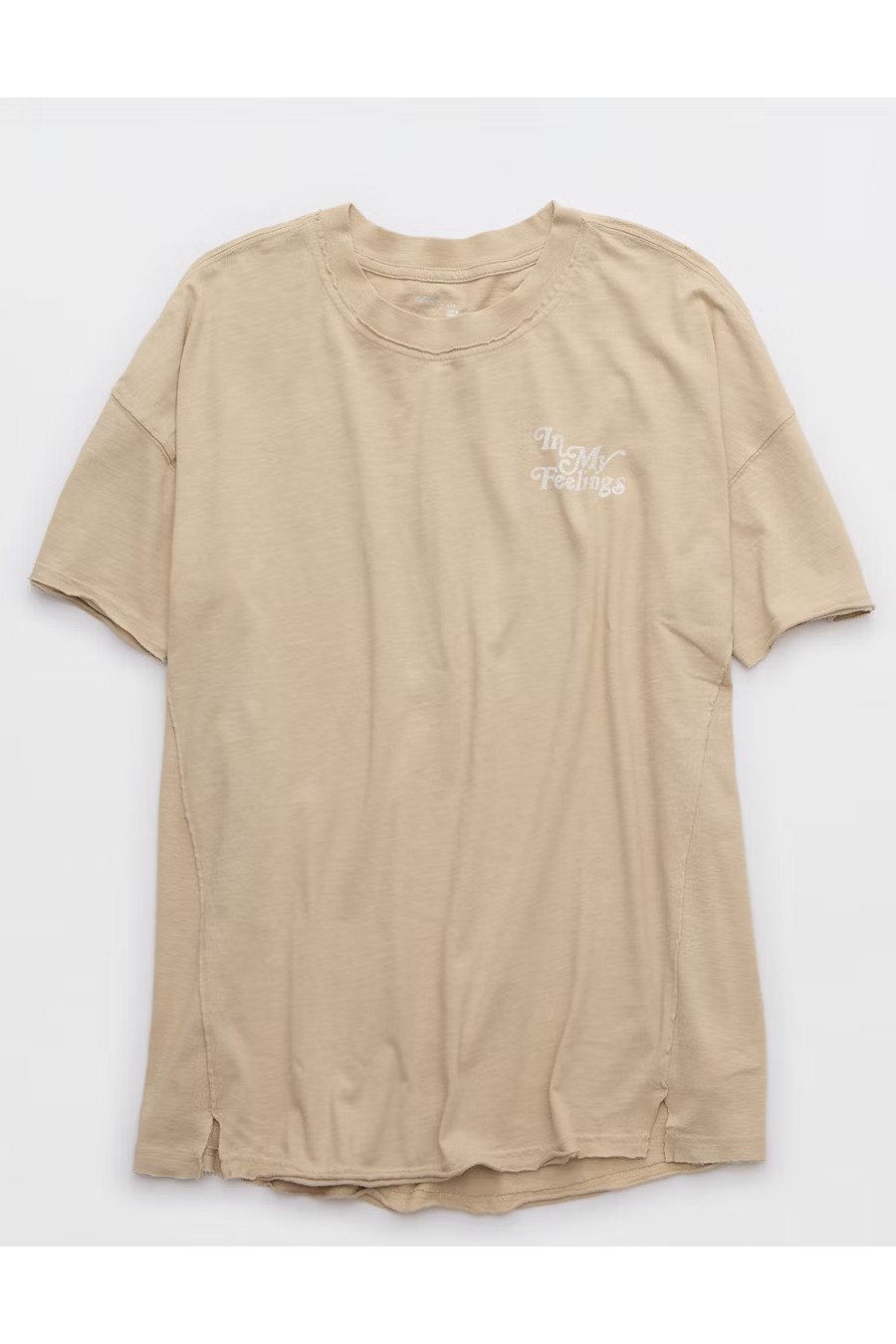 Aerie Oversized Graphic Boyfriend T-Shirt Women's Empire Cream M | Aerie