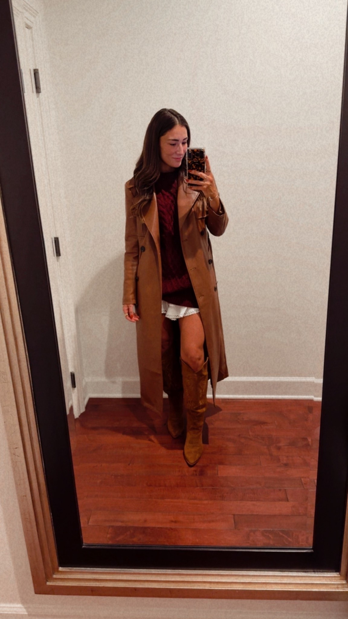 Quick dinner outfit. 
A good cable knit, skort and a staple jacket to tie it all together for this Wisconsin girly. 

Small in the sweater, small in the skirt, xs in the jacket. 8 in the boots  

#LTKdayinmylife #LTKPetite #LTKootd