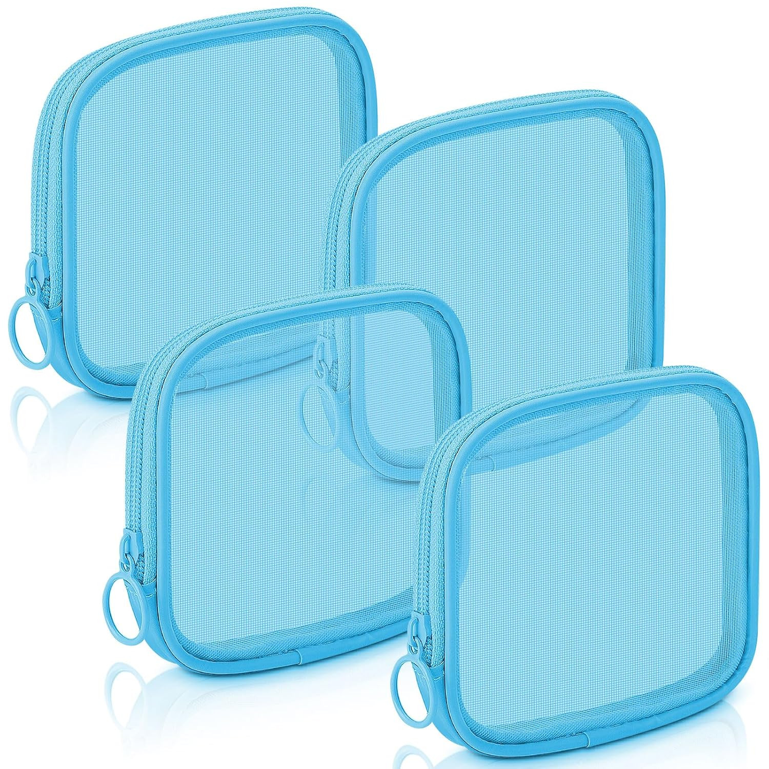 Weewooday 4 Pcs Mesh Makeup Bag Mesh Cosmetic Bag Travel Toiletry Pouch with Zipper Mini Makeup C... | Amazon (US)