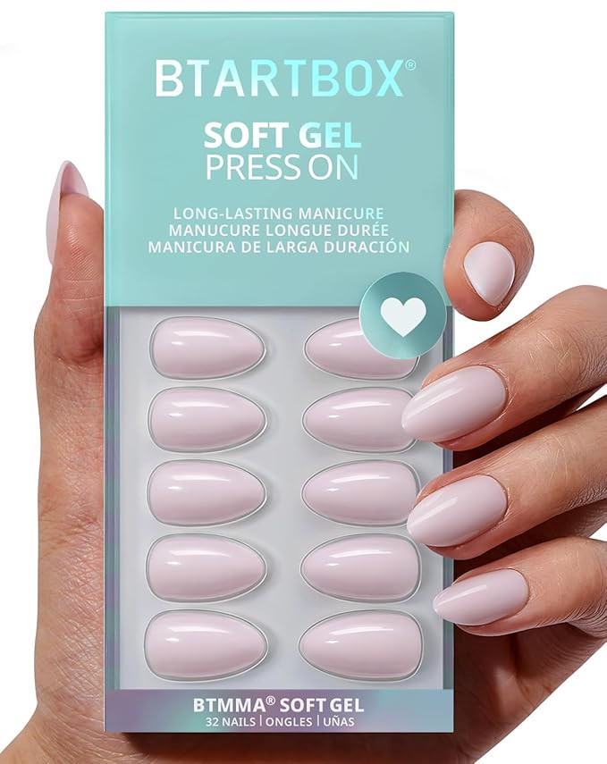 BTArtbox Press On Nails Almond - Pastel Purple Short Press On Nails with Glue for Women, Opaque S... | Amazon (US)