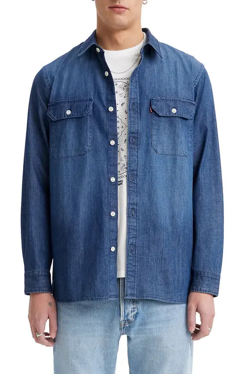 levi's Jackson Worker Denim Button-Up Shirt in Sterling Dark Wash at Nordstrom, Size X-Large | Nordstrom