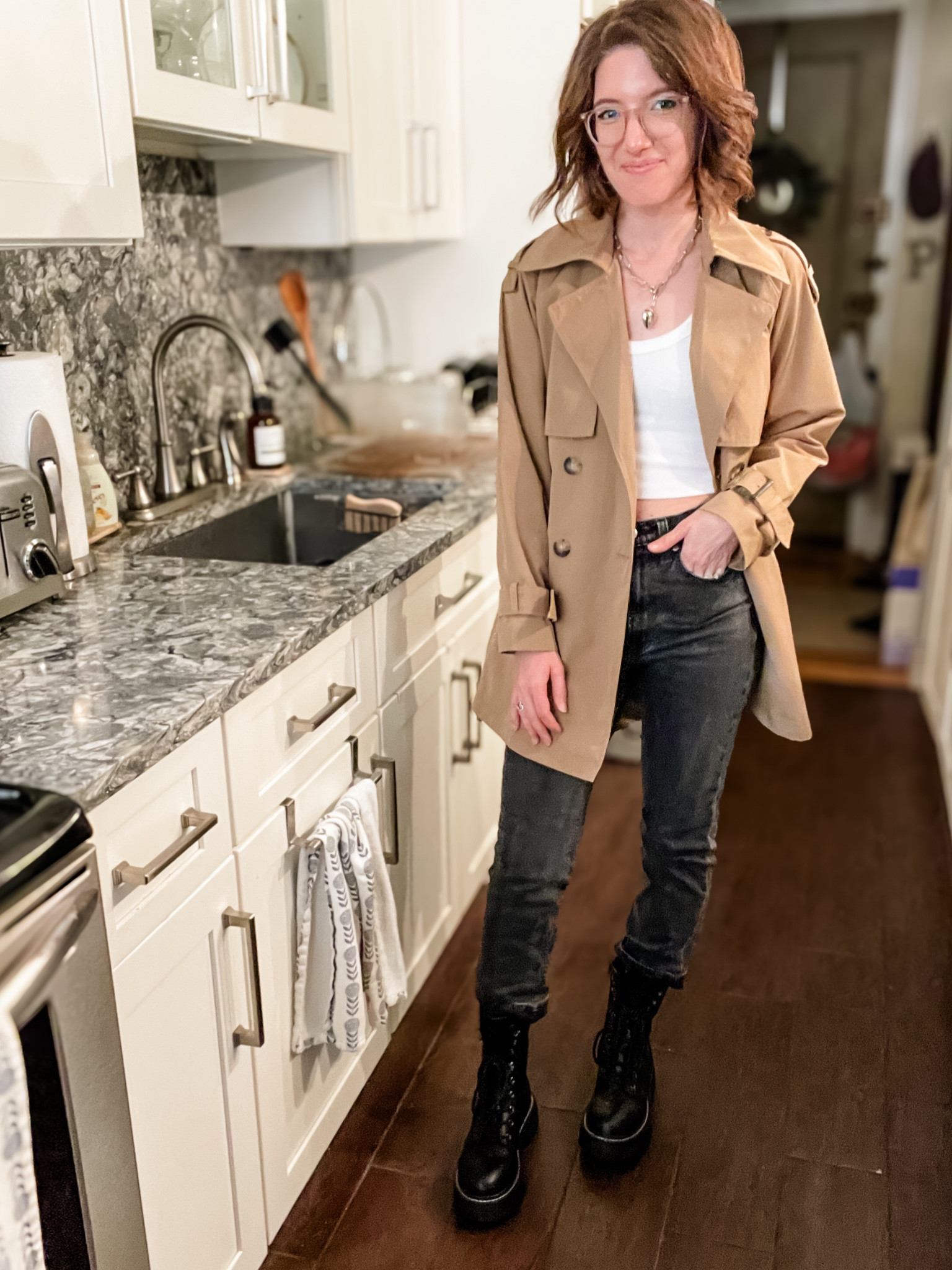 Trench: I sized down
Cropped tank: TTS
high waisted jeans: I sized up
Combat boots: TTS

Fall outfit | trench coat | doc martens | combat boots | trendy outfit 

#LTKStyleTip #LTKSaleAlert #LTKxTarget