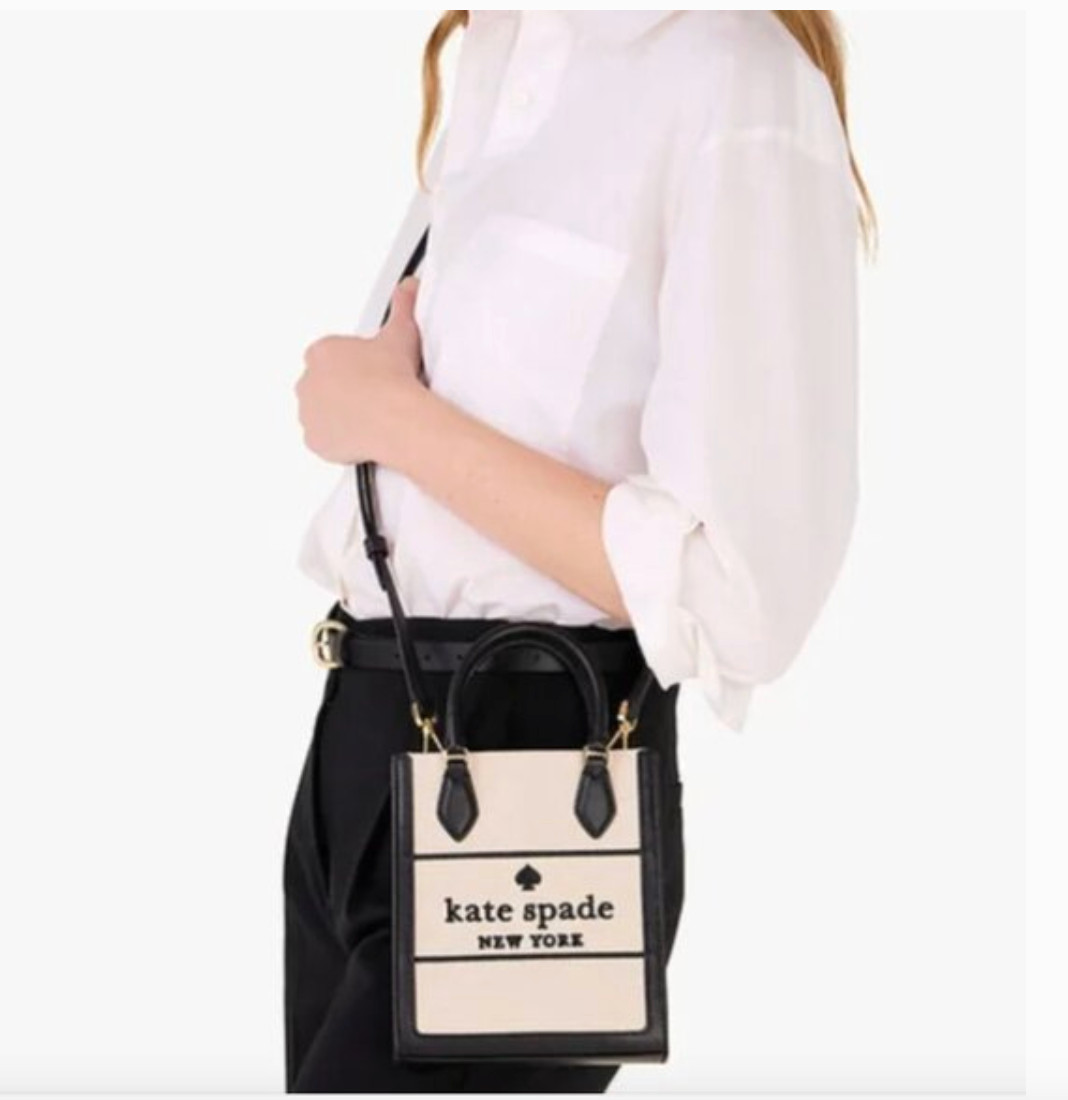 NWT KATE SPADE ELLIE MINI CANVAS TOTE / CROSSBODY black KK235 $329 | eBay | eBay US