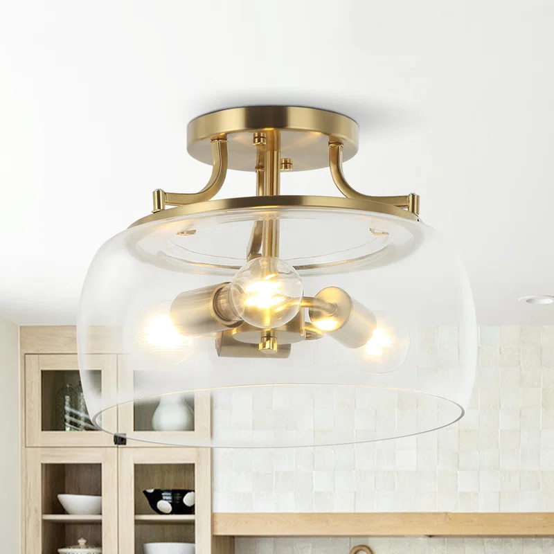 Willa Arlo™ Interiors Gwinnett Glass Semi Flush Mount & Reviews | Wayfair | Wayfair North America