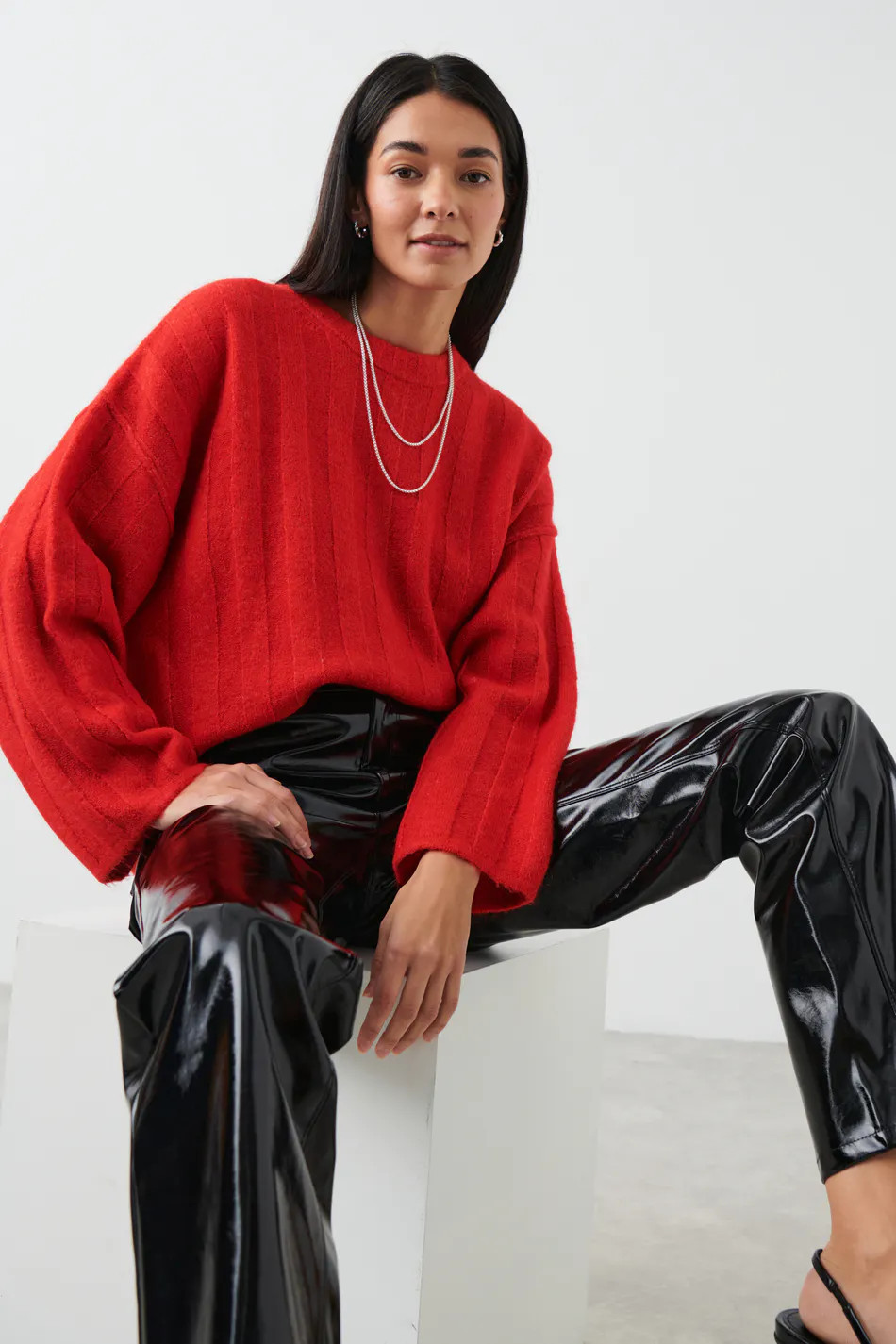 Wide rib knitted sweater - Rot - Dame - Gina Tricot | Gina Tricot SE