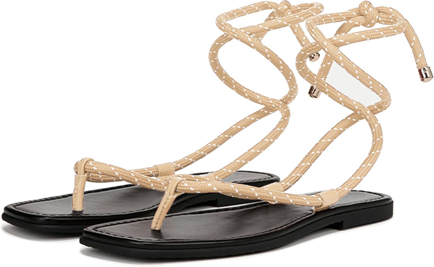 Rope Flat Sandals for Women Strappy Lace Up Thong Sandals | Amazon (US)