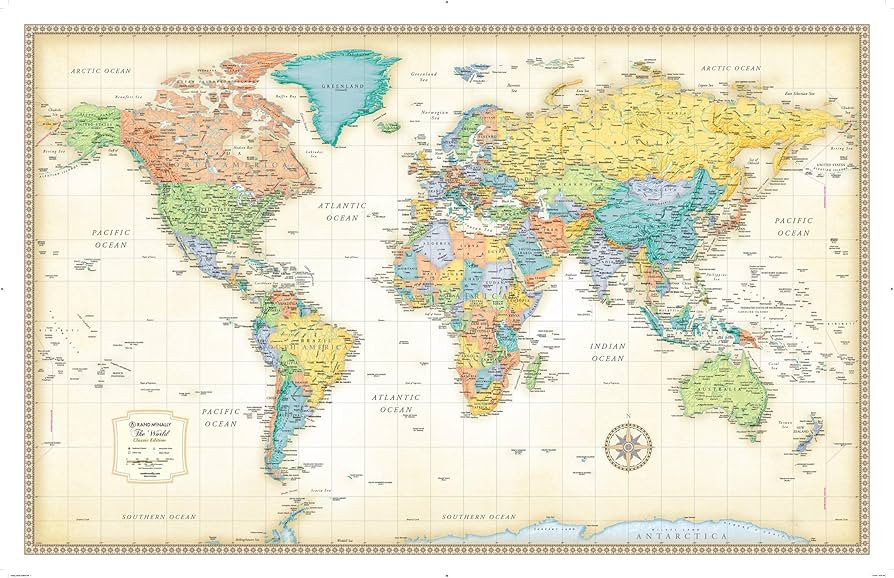 Amazon.com : Rand McNally Classic Edition World Wall Map – Laminated Rolled : Office Products | Amazon (US)
