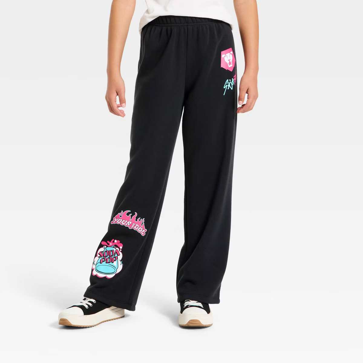 Girls' KPop Demon Hunters Saja Boys Fleece Jogger Pants - Black | Target
