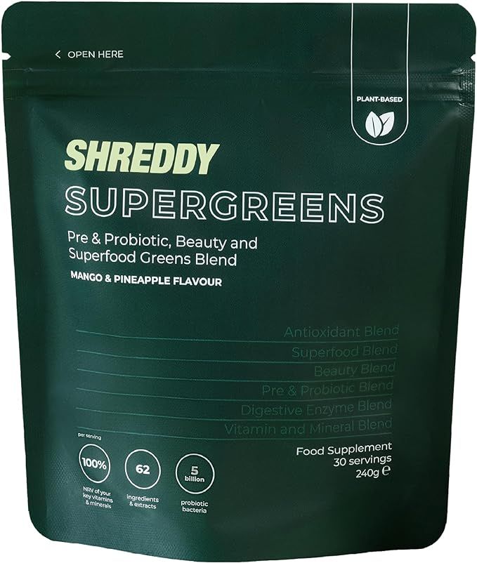 SHREDDY | Probiotic, Beauty, Superfood Greens Blend | 5 Billion Probiotics, 100% NRV Vitamins | 6... | Amazon (UK)