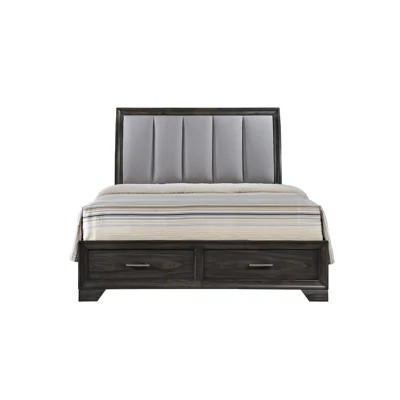 Queen Storage Bed With Ultra - Headboard, Contemporary Style, Grey Finish, Solid Wood Frame, Two Drawers, English Workmanship Headboard For Queen, Woo | Wayfair North America