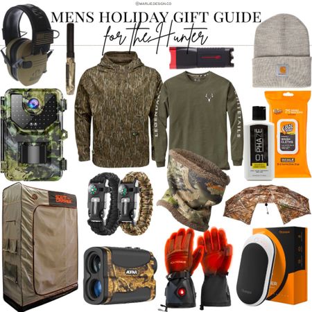 Mens Holiday Gift Guide for the Hunter | hunting gear | hunting equipment | mens Christmas gifts | Christmas gift guide for men | carhartt hat | trail cam | I scented soap | hand warmers heated gloves | mens sweatshirt | camo sweatshirt | mens shirt | tree stand umbrella | neck gaiter 

#LTKunder100 #LTKHoliday #LTKmens