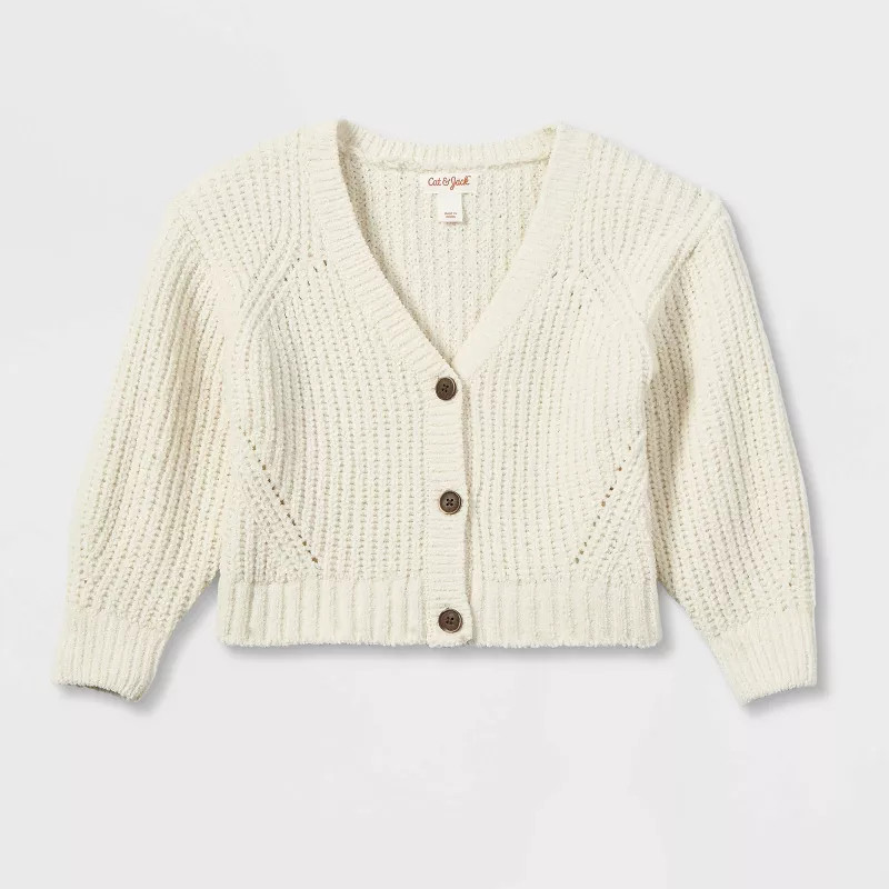 Toddler Girls' Button-Front Cardigan - Cat & Jack™ Sand Cream | Target