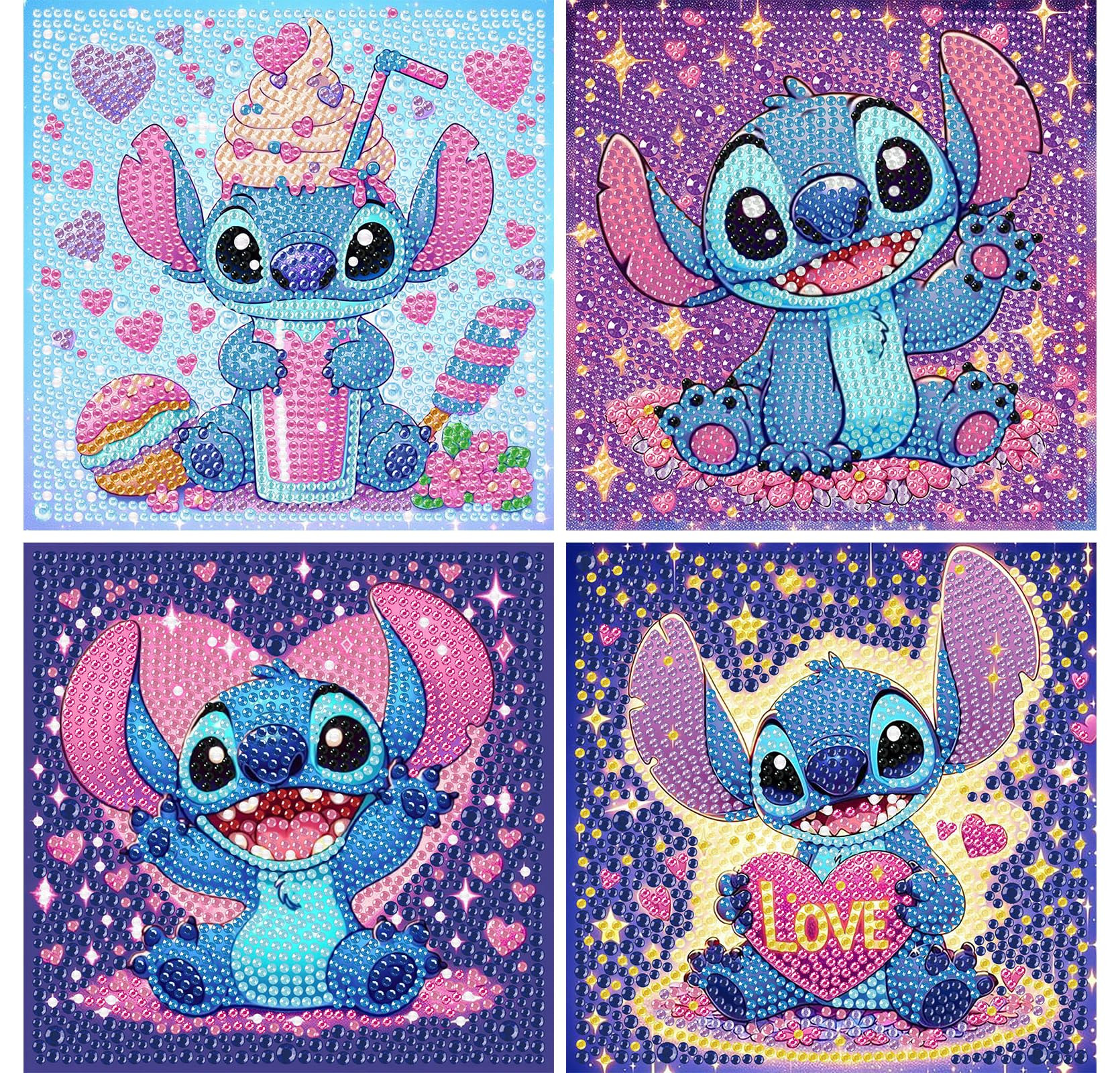 KOJEFCV 4 PCS Diamond Art Painting Kits for Kids,Cartoon Diamond Art for Kids Ages 4-8-12,Cartoon... | Amazon (US)