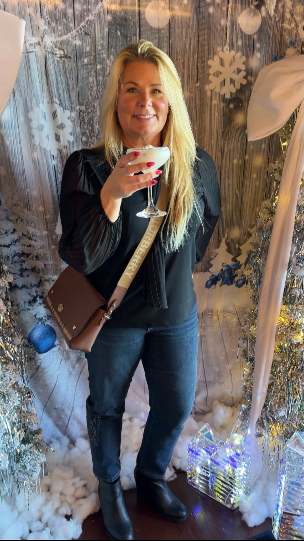Casual winter outfit, holiday lunch outfit, Burberry bag. What I wore to Lola’s lake house for a festive lunch date.! 

#LTKOver40 #LTKootd #LTKHoliday